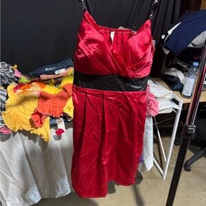 Kiwi Red Satin Camisole with Black Band
